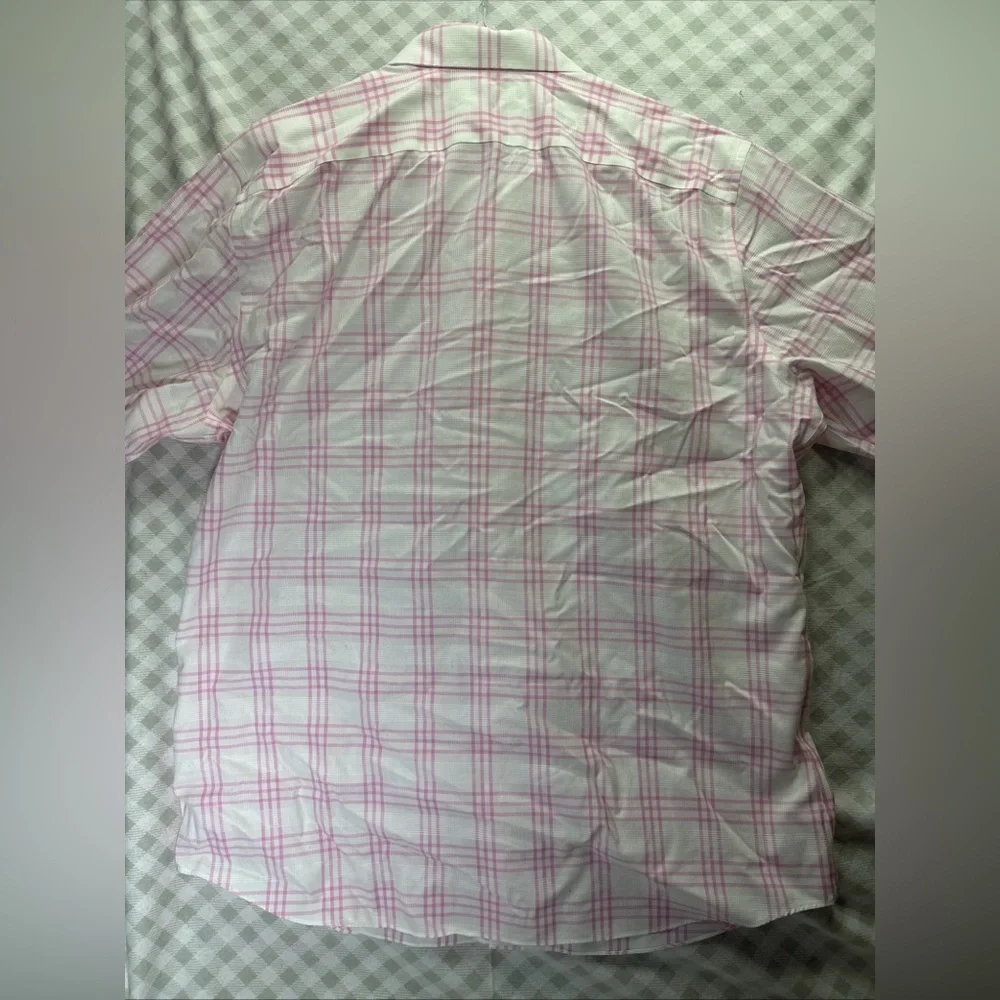 Banana Republic Grant Fit Pink White Gingham Check Shirt XXL 100% Cotton